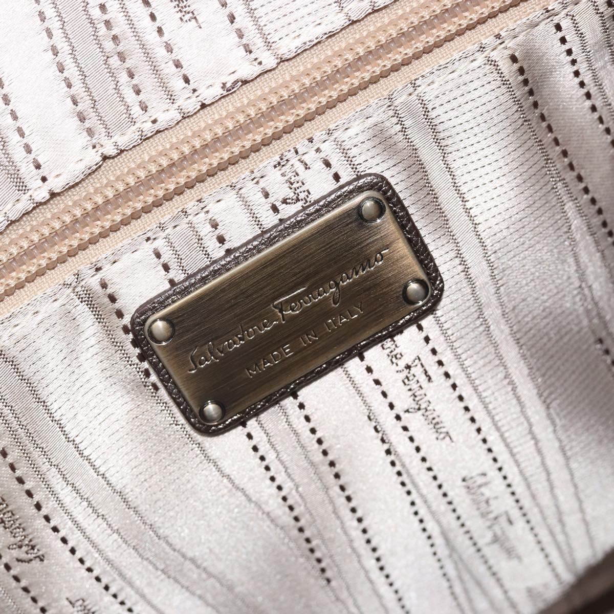 LOUIS VUITTON Gancini Hand Bag Leather Silver LV Auth ar14110