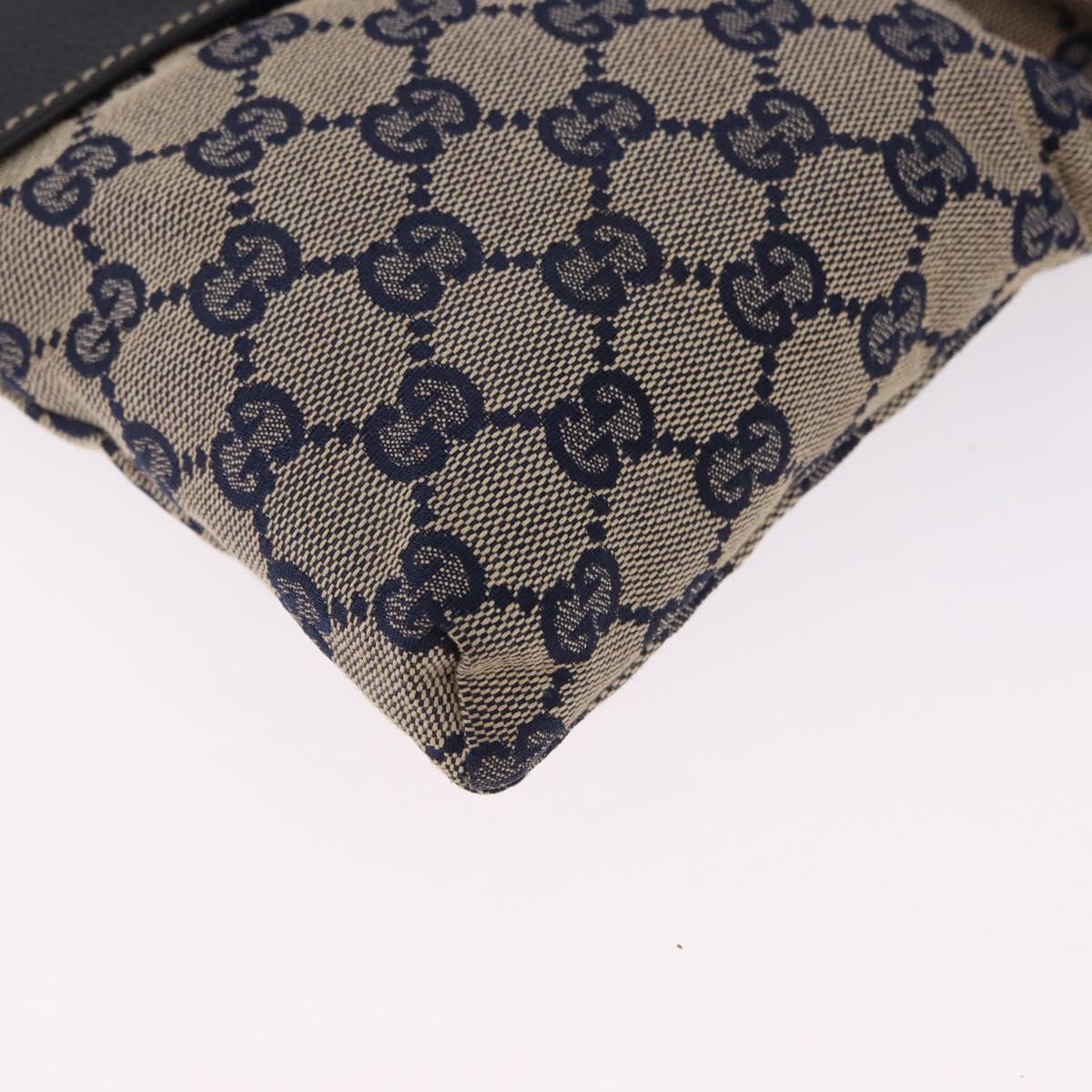 GUCCI GG Canvas Sherry Line Waist Bag Navy Silver 28566 Auth ar14112