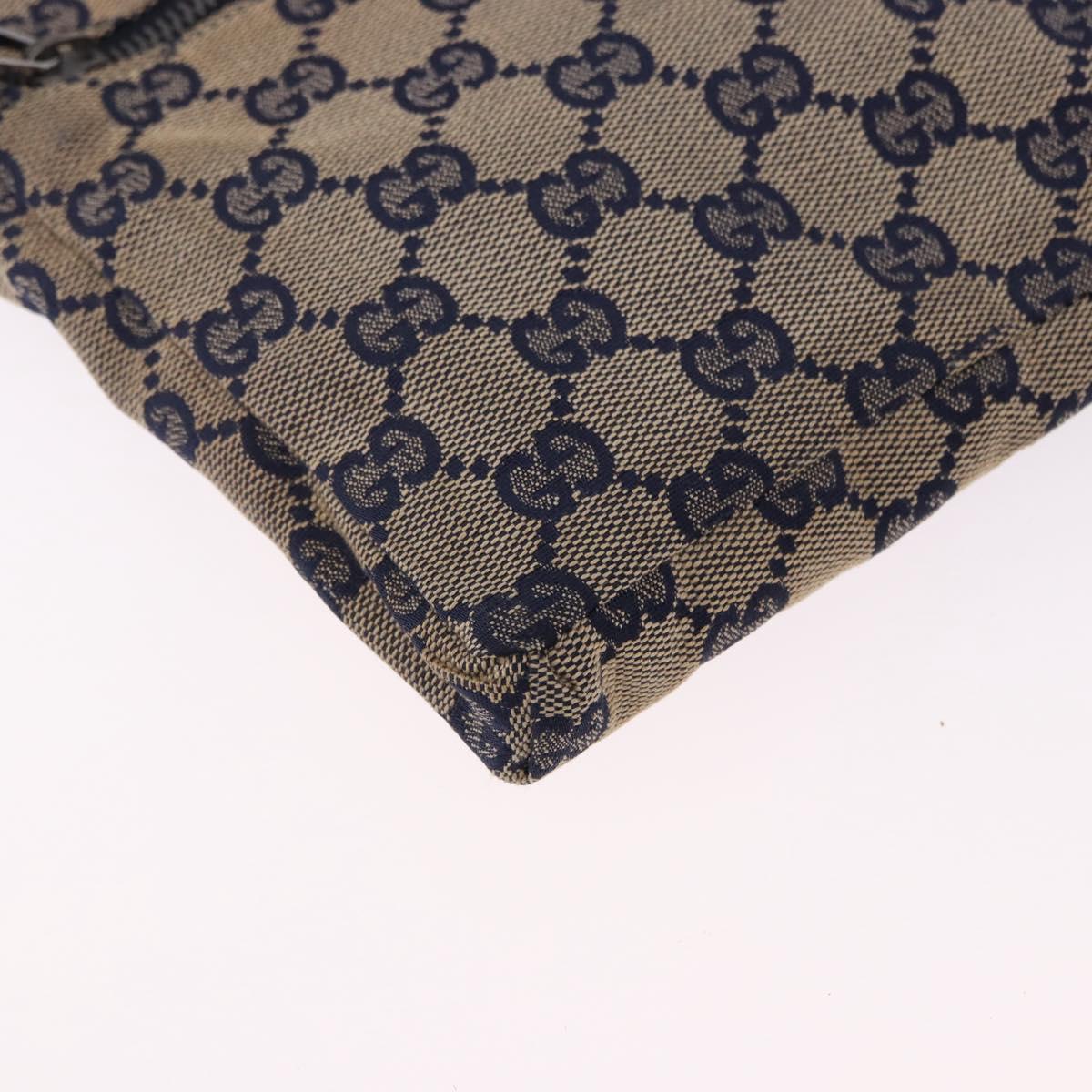 GUCCI GG Canvas Sherry Line Waist Bag Navy Silver 28566 Auth ar14112