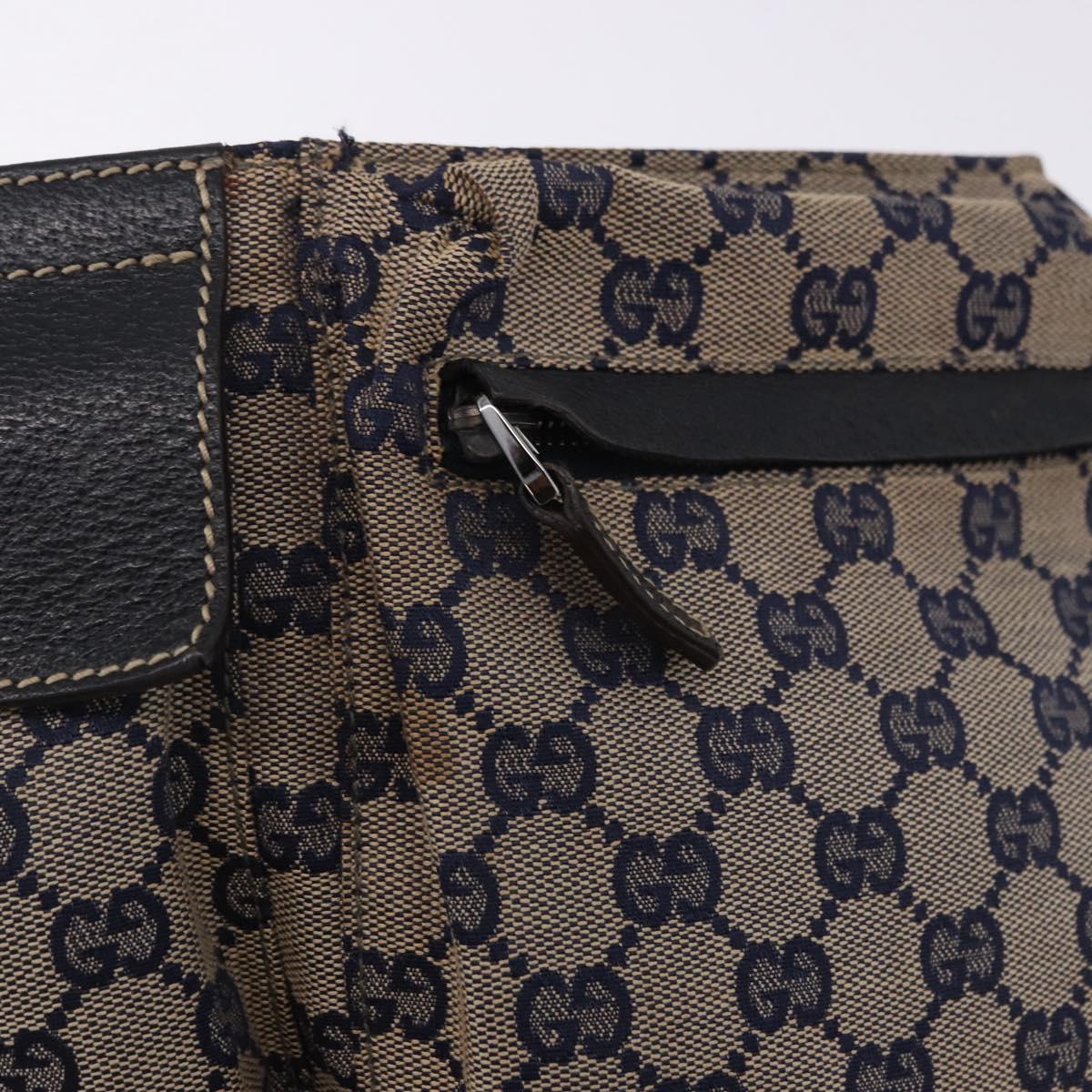 GUCCI GG Canvas Sherry Line Waist Bag Navy Silver 28566 Auth ar14112