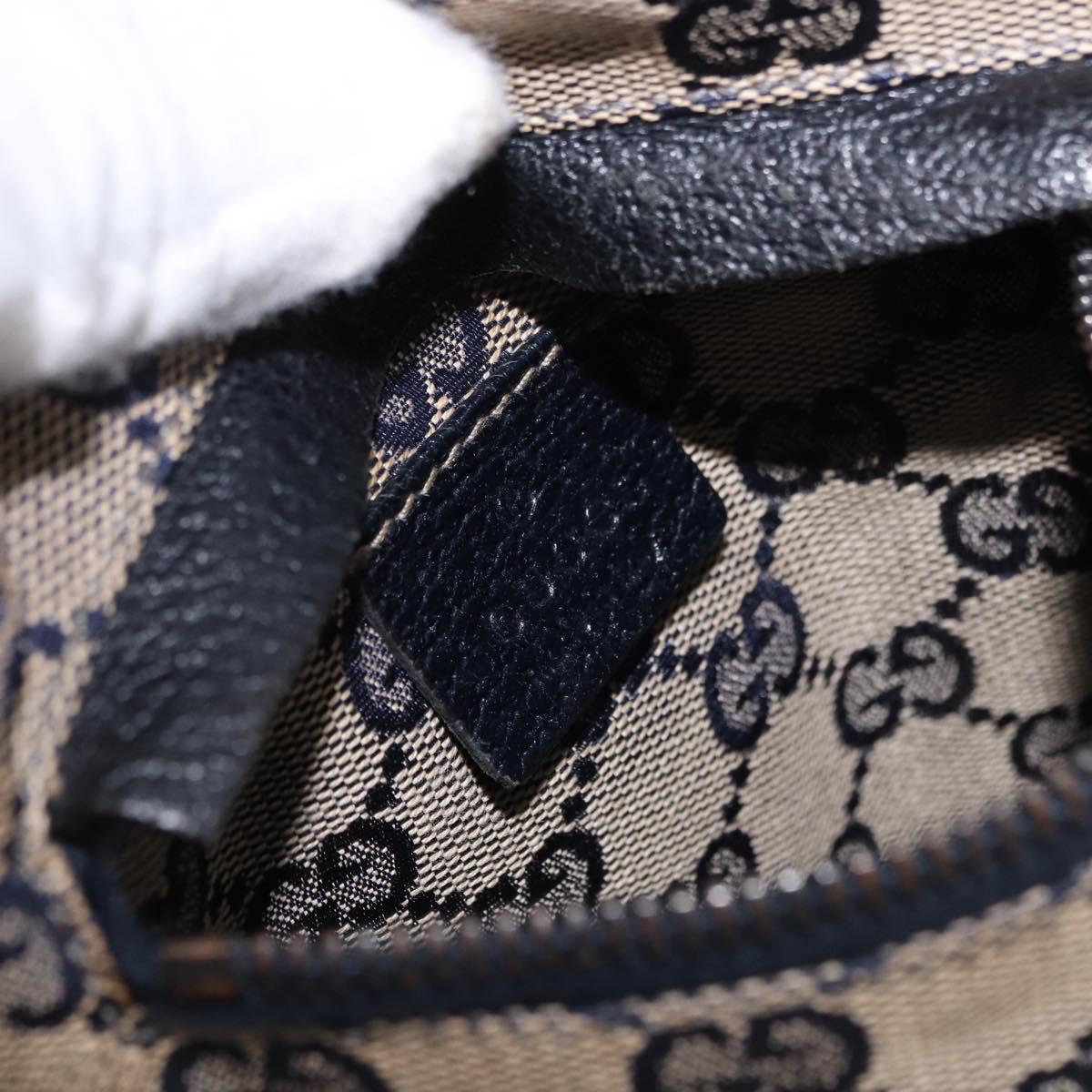 GUCCI GG Canvas Sherry Line Waist Bag Navy Silver 28566 Auth ar14112