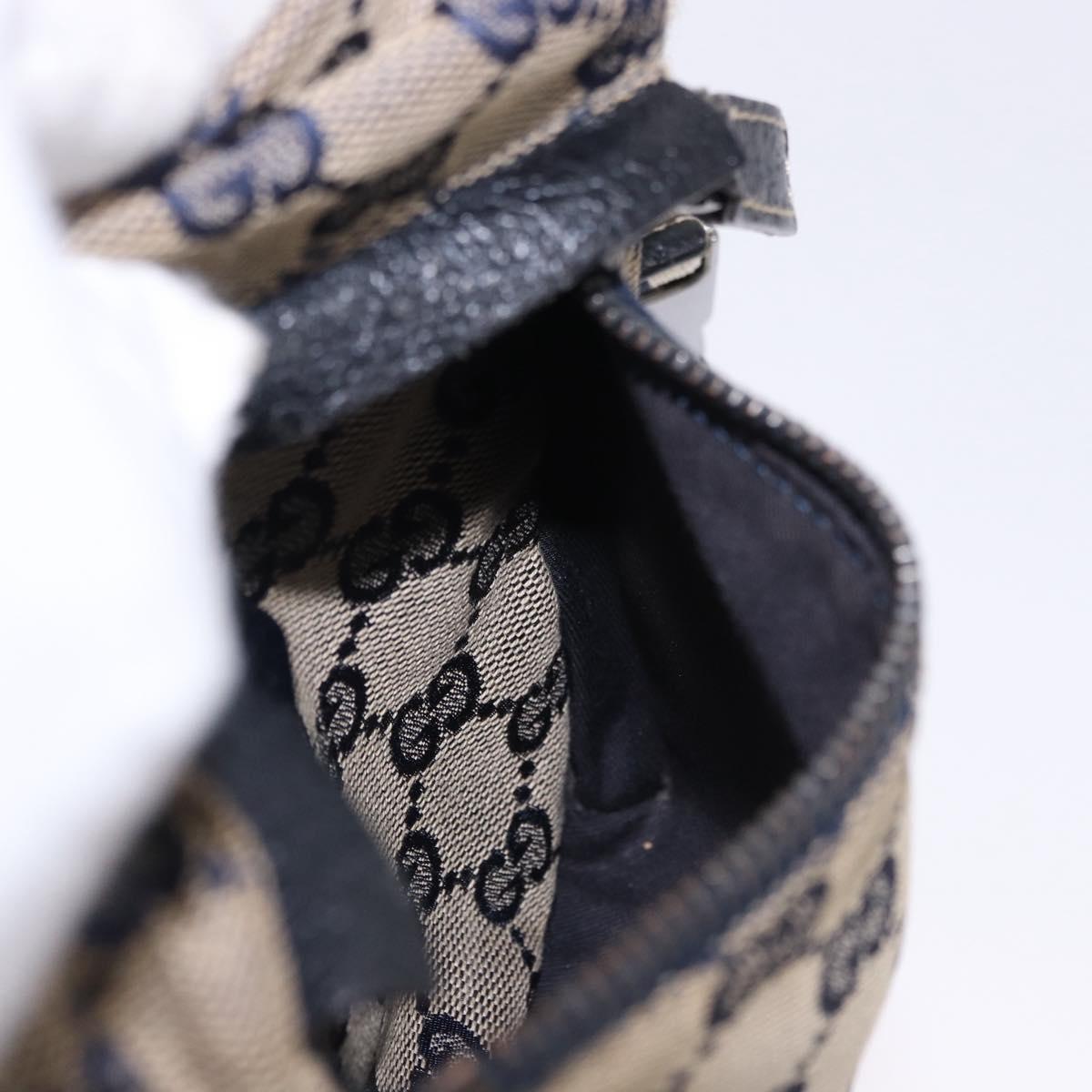 GUCCI GG Canvas Sherry Line Waist Bag Navy Silver 28566 Auth ar14112