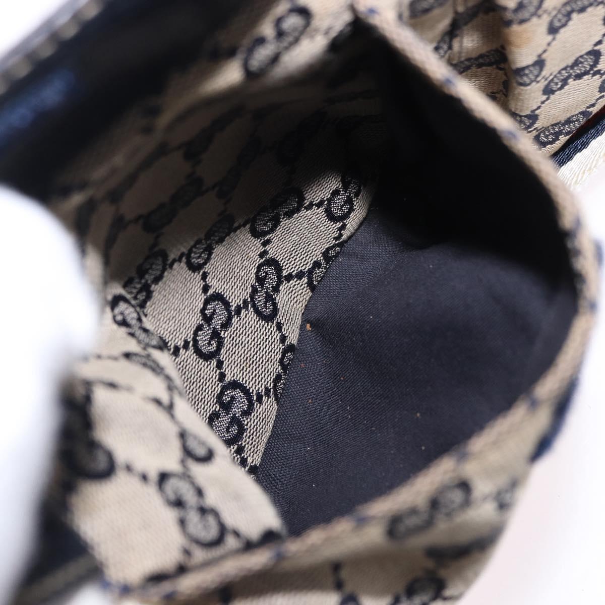 GUCCI GG Canvas Sherry Line Waist Bag Navy Silver 28566 Auth ar14112