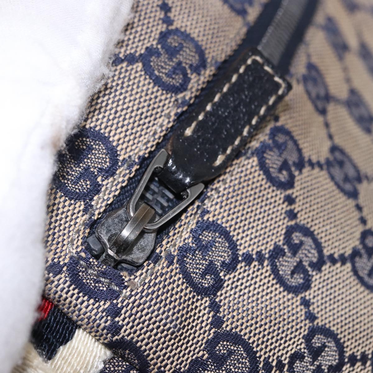 GUCCI GG Canvas Sherry Line Waist Bag Navy Silver 28566 Auth ar14112