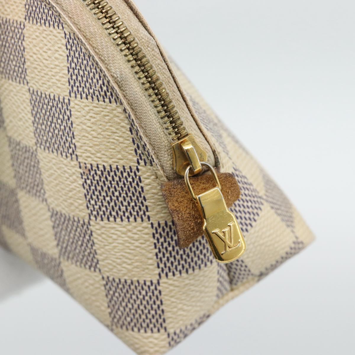 LOUIS VUITTON Damier Azur Pochette Cosmetic PM Pouch N60024 LV Auth ar14113