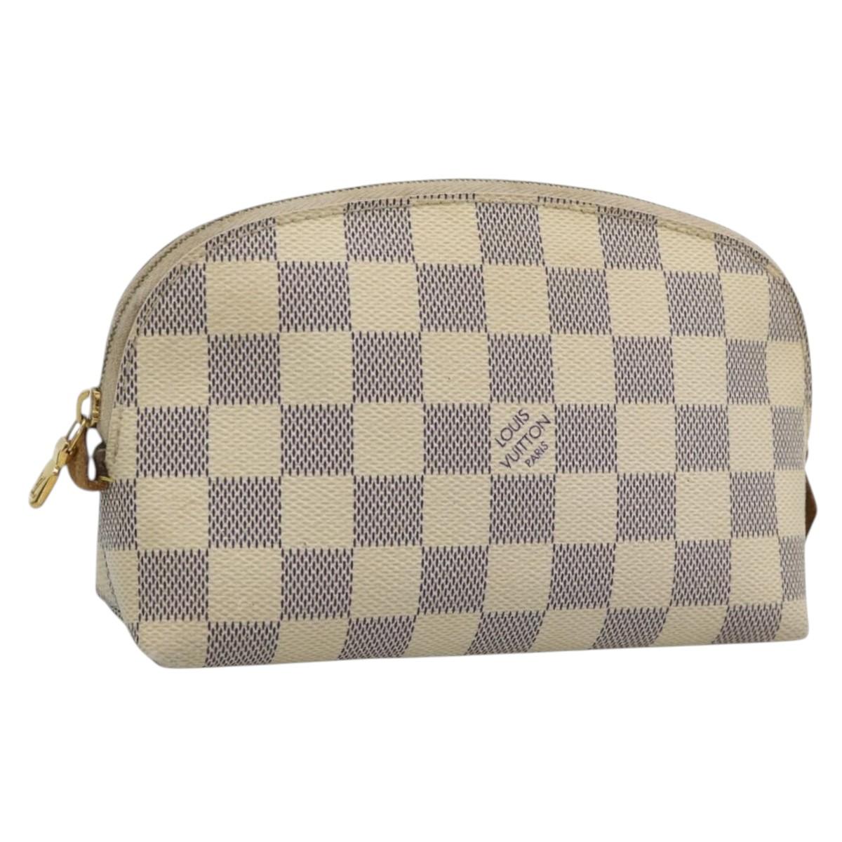 LOUIS VUITTON Damier Azur Pochette Cosmetic PM Pouch N60024 LV Auth ar14113