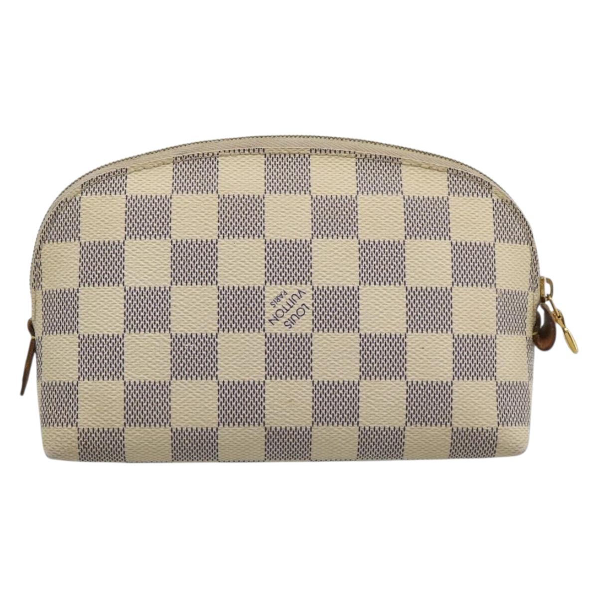 LOUIS VUITTON Damier Azur Pochette Cosmetic PM Pouch N60024 LV Auth ar14113