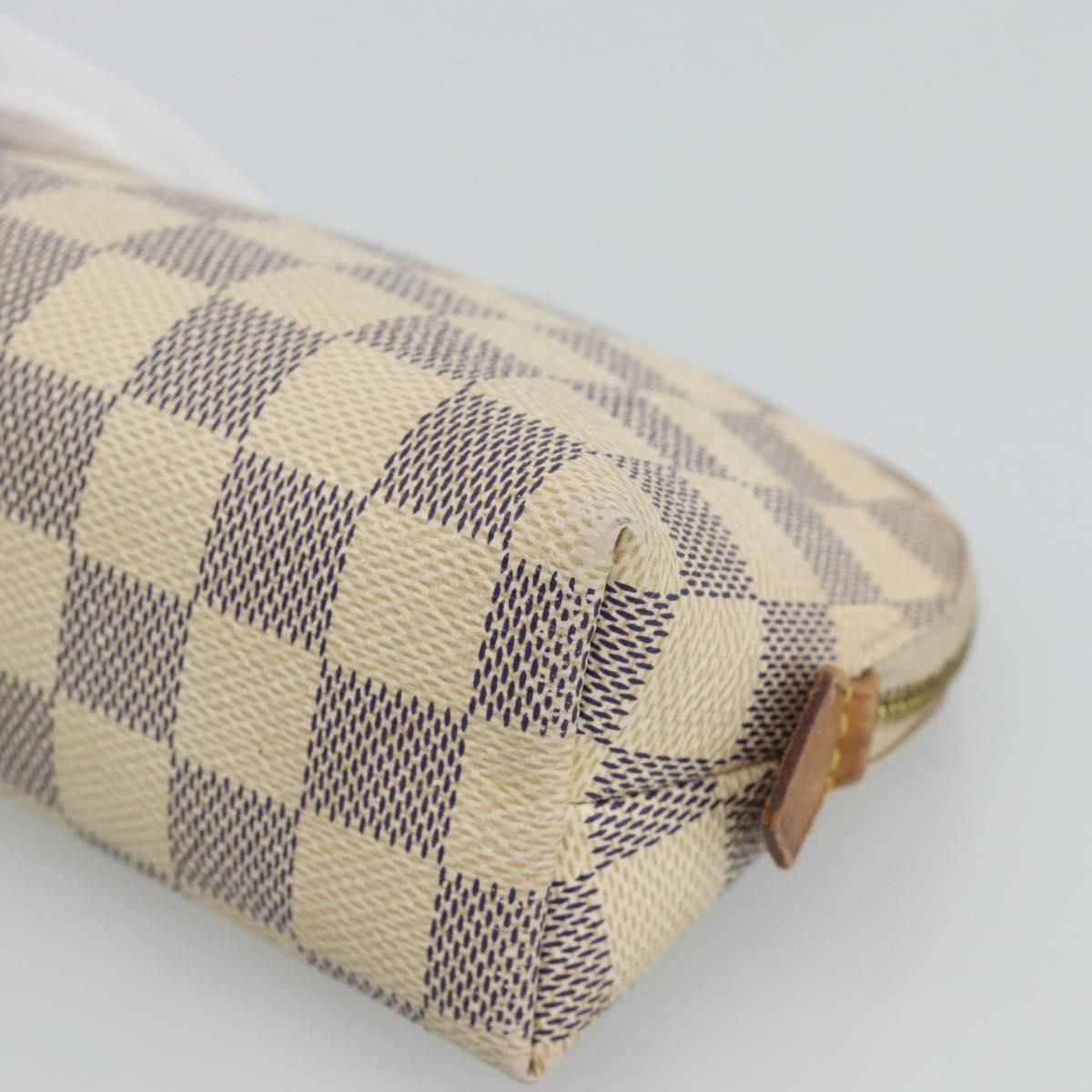 LOUIS VUITTON Damier Azur Pochette Cosmetic PM Pouch N60024 LV Auth ar14113
