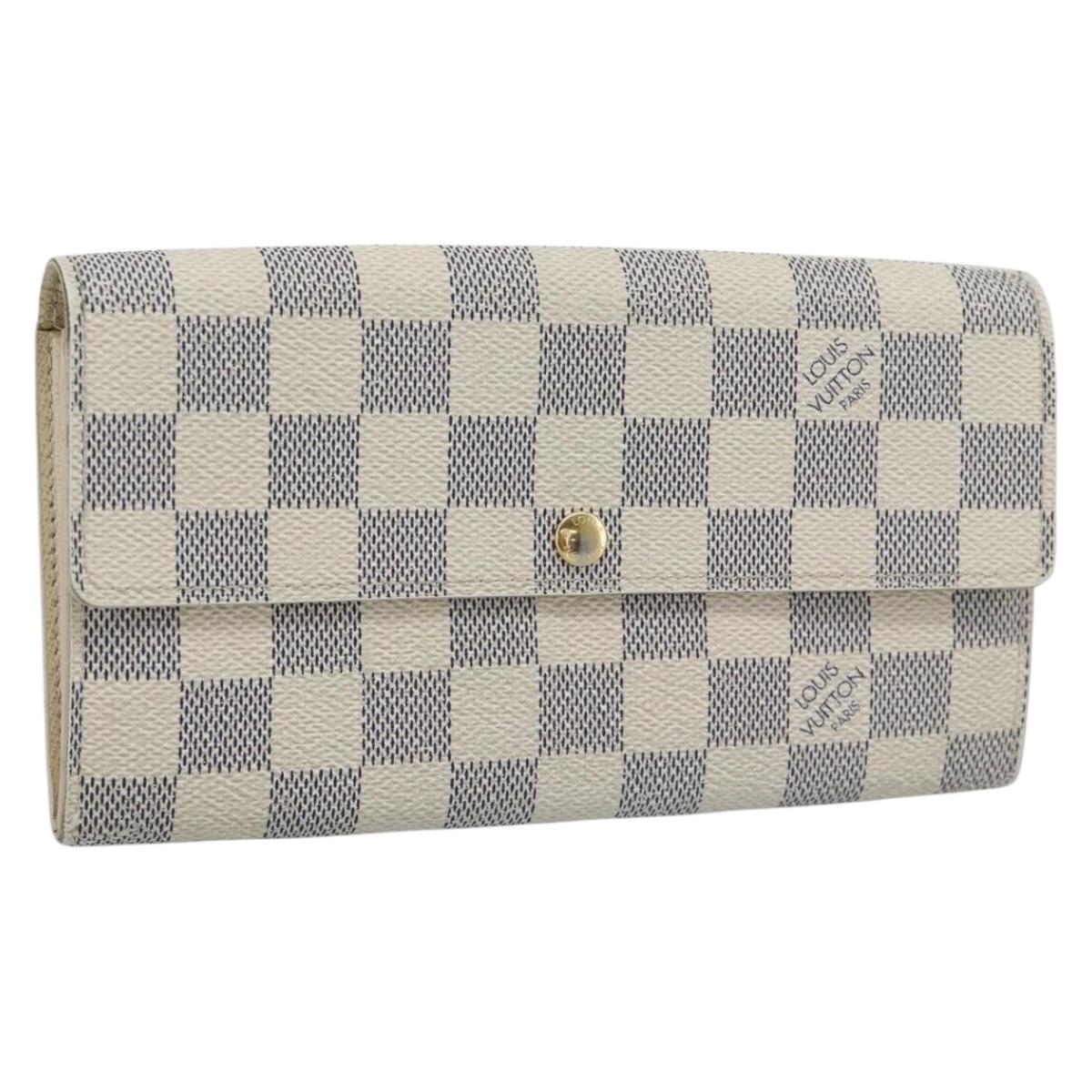 LOUIS VUITTON Damier Azur Portefeuille Sarah Long Wallet N63208 LV Auth ar14114