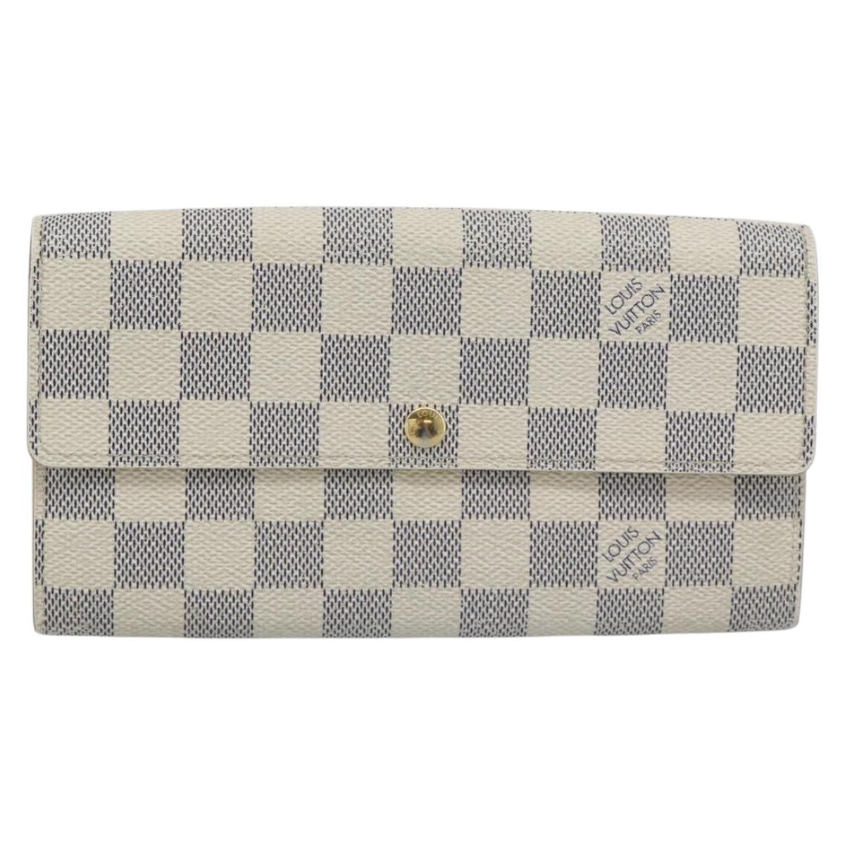 LOUIS VUITTON Damier Azur Portefeuille Sarah Long Wallet N63208 LV Auth ar14114