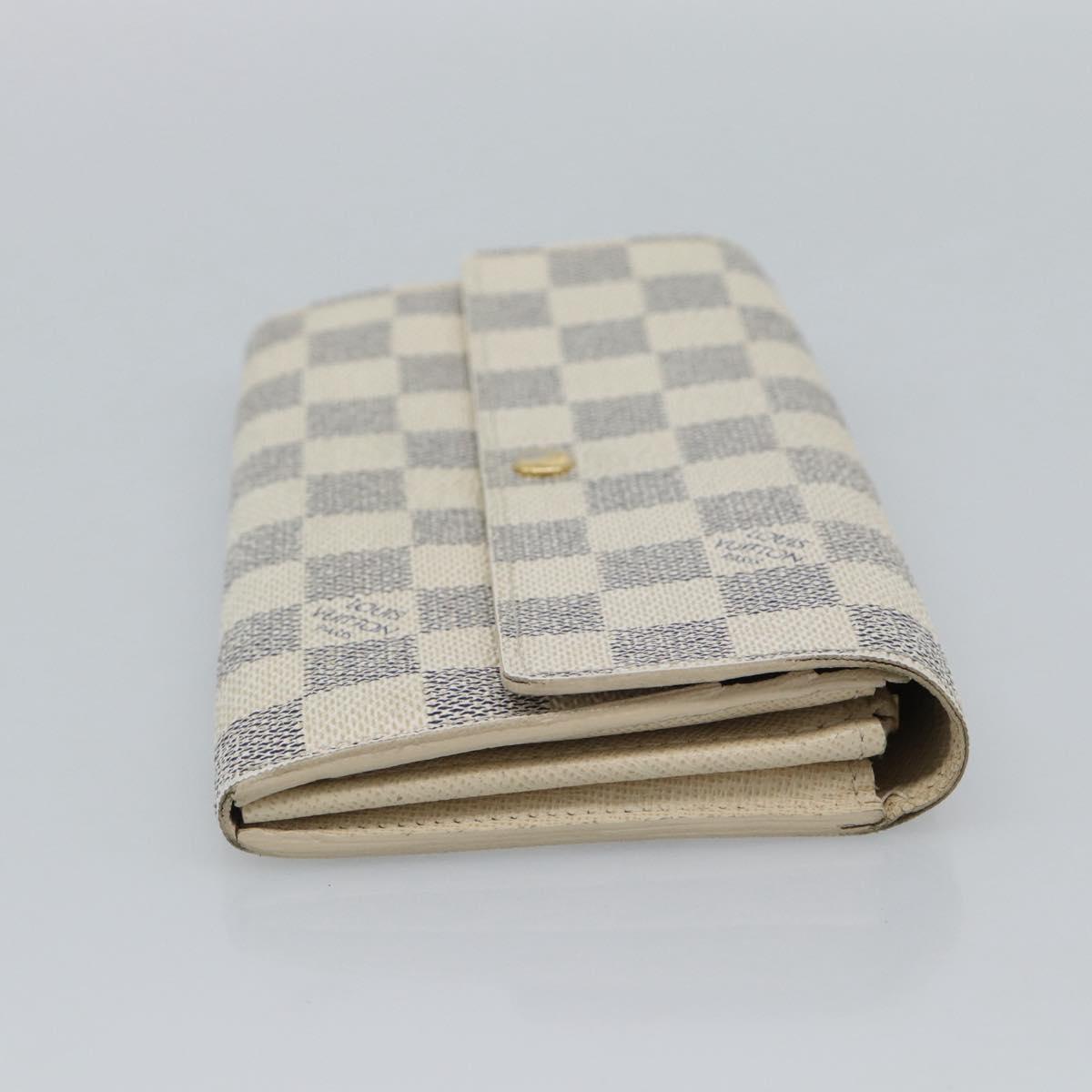 LOUIS VUITTON Damier Azur Portefeuille Sarah Long Wallet N63208 LV Auth ar14114
