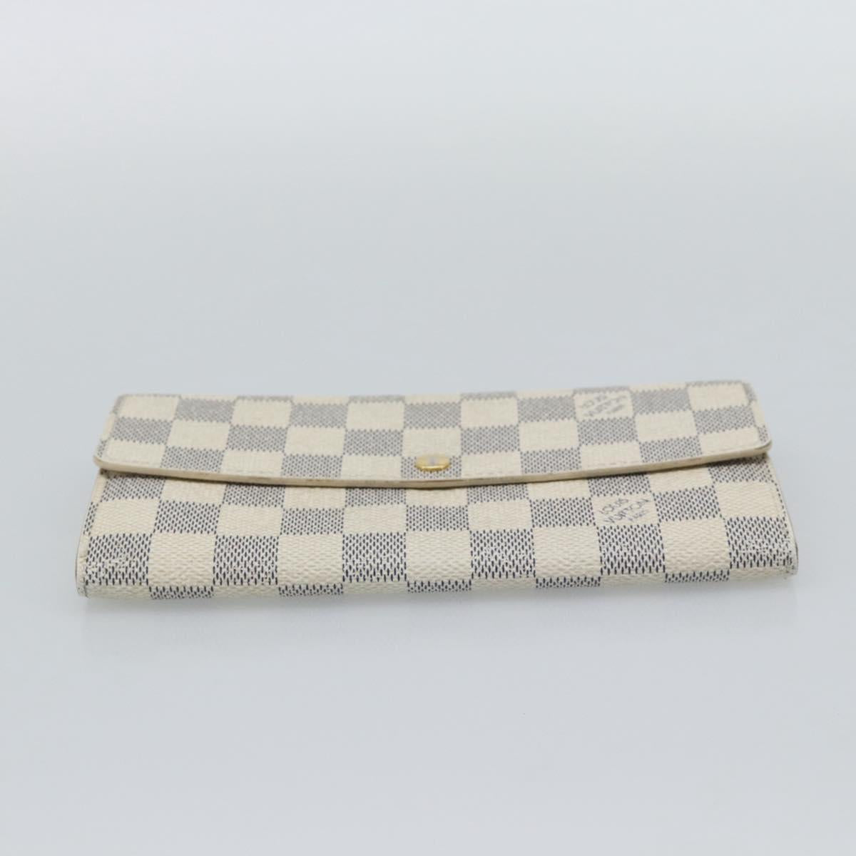 LOUIS VUITTON Damier Azur Portefeuille Sarah Long Wallet N63208 LV Auth ar14114