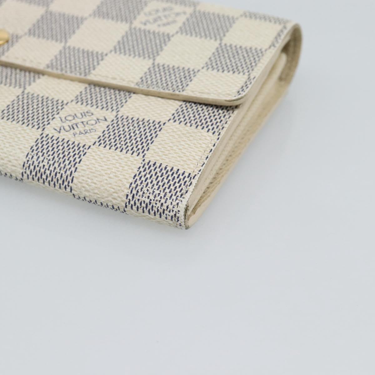 LOUIS VUITTON Damier Azur Portefeuille Sarah Long Wallet N63208 LV Auth ar14114