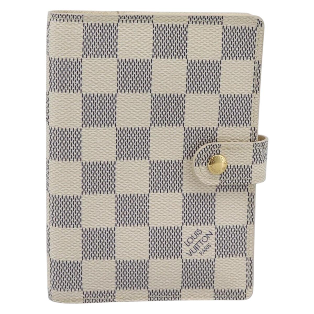 LOUIS VUITTON Damier Azur Agenda PM Day Planner Cover R20706 LV Auth ar14116