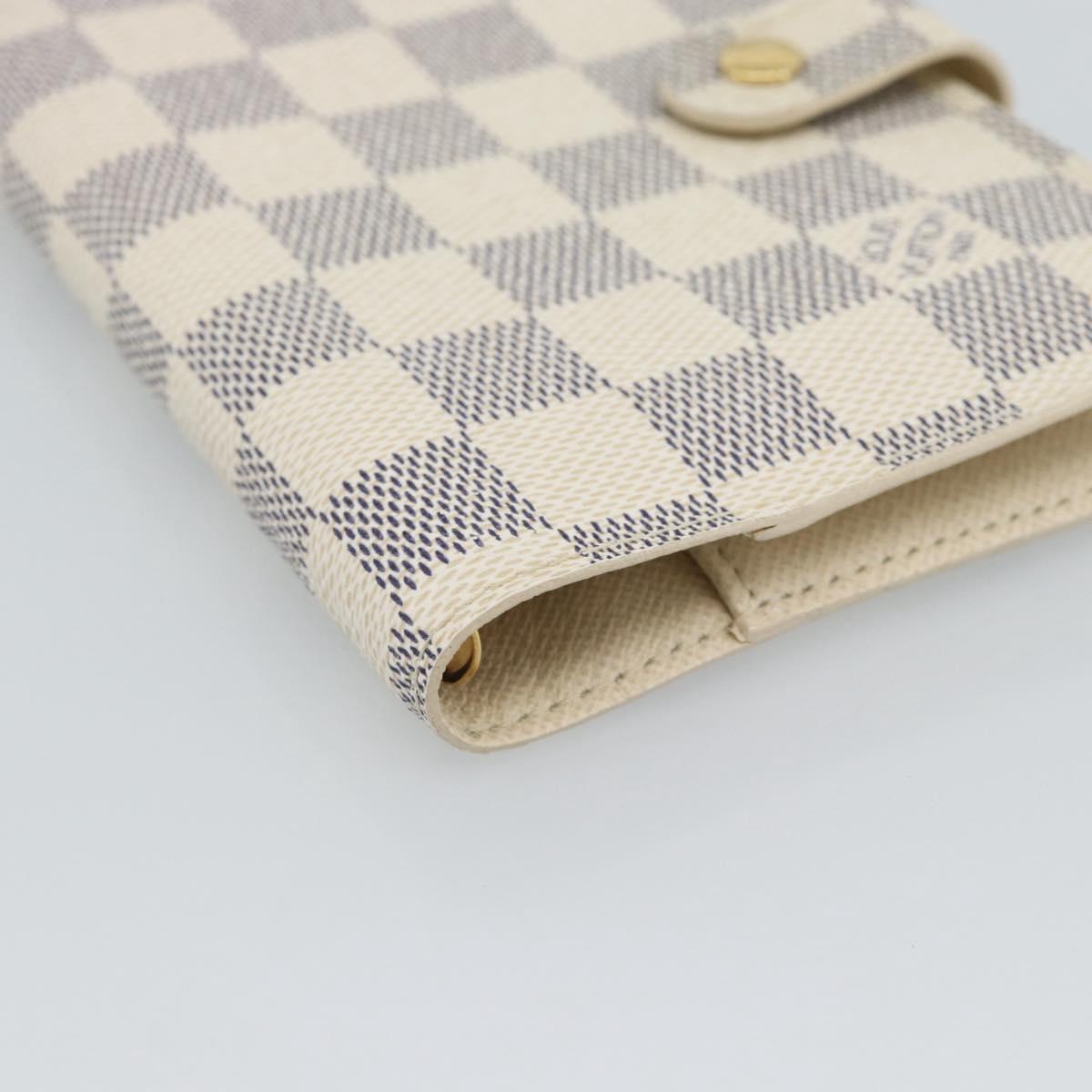 LOUIS VUITTON Damier Azur Agenda PM Day Planner Cover R20706 LV Auth ar14116