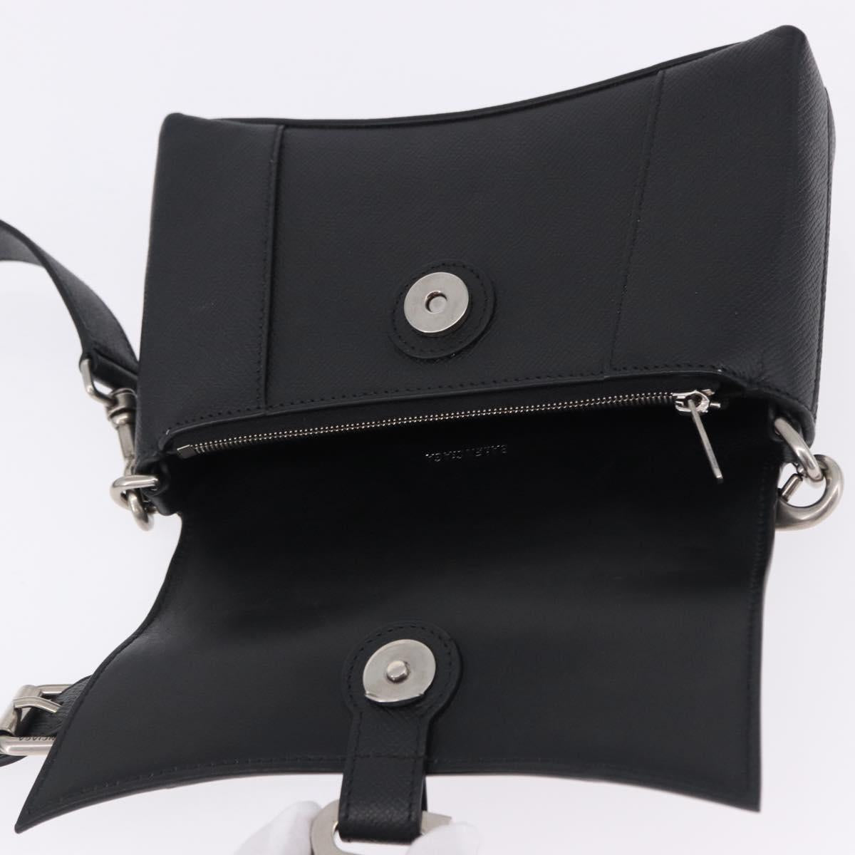 BALENCIAGA Downtown Shoulder Bag Leather Black Silver 736471 Auth ar14127M