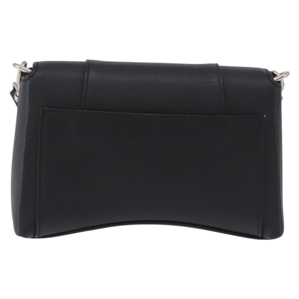 BALENCIAGA Downtown Shoulder Bag Leather Black Silver 736471 Auth ar14127M