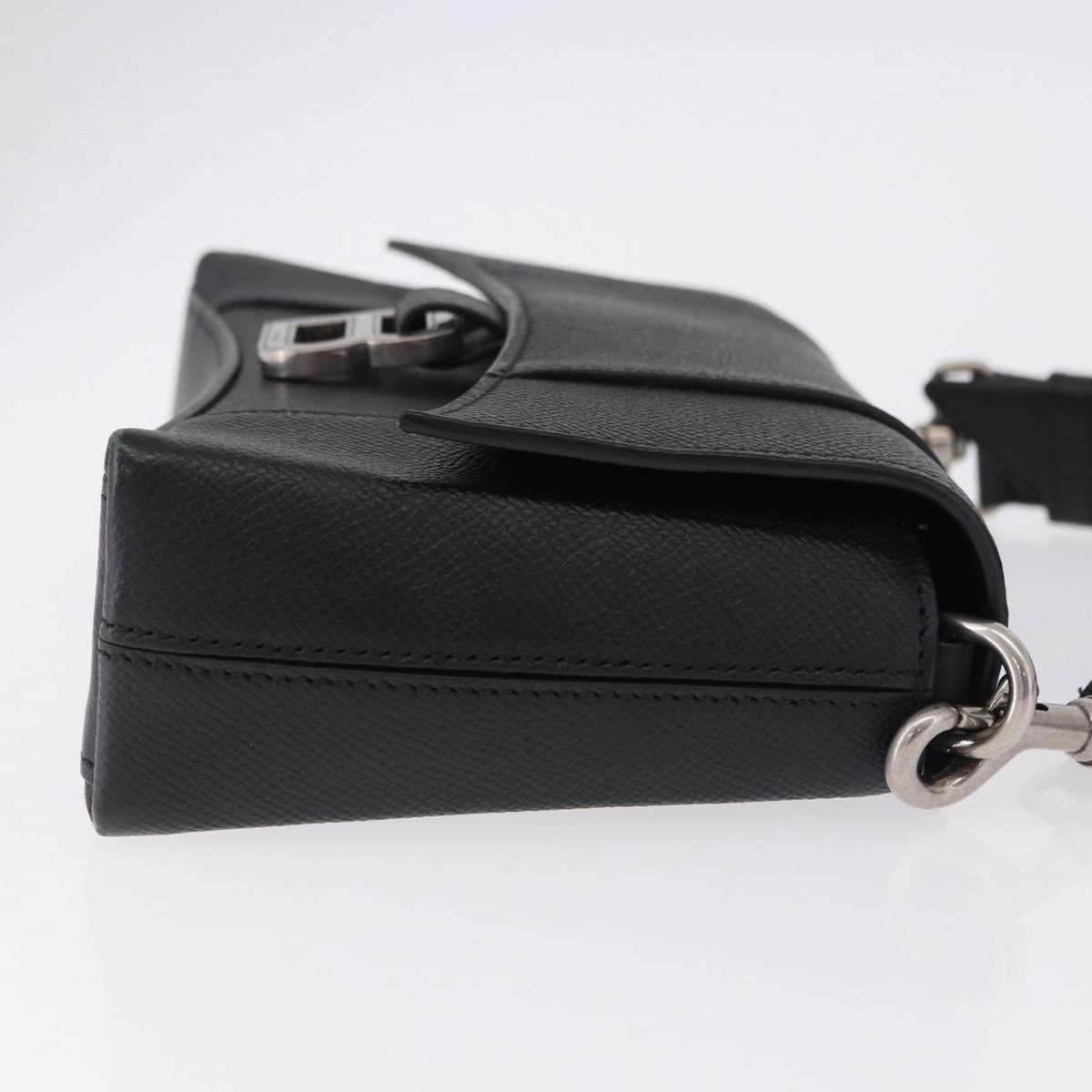BALENCIAGA Downtown Shoulder Bag Leather Black Silver 736471 Auth ar14127M