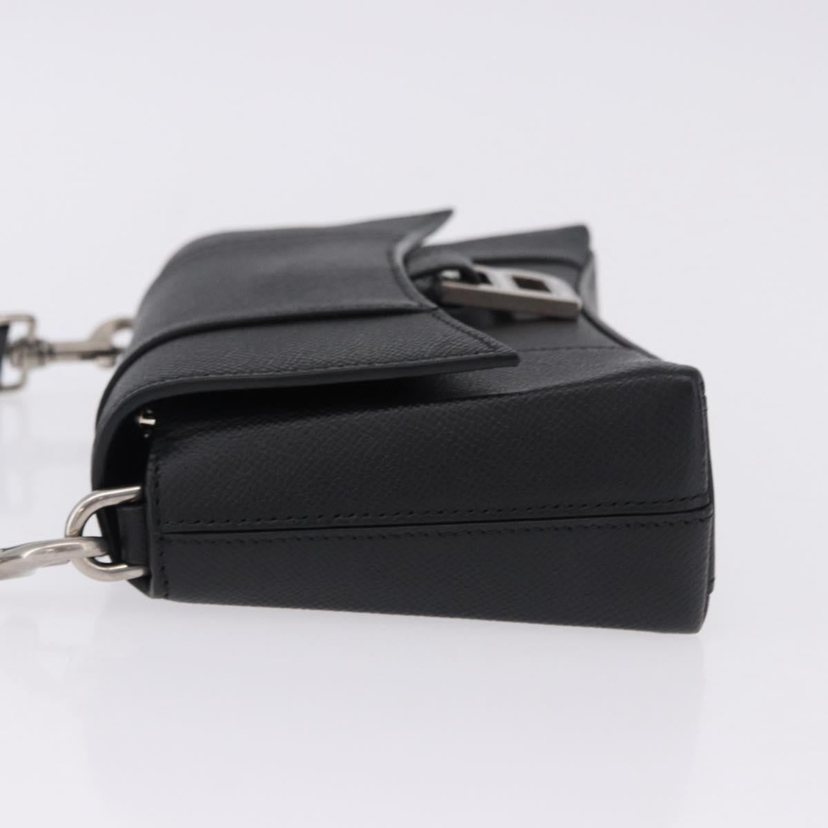 BALENCIAGA Downtown Shoulder Bag Leather Black Silver 736471 Auth ar14127M