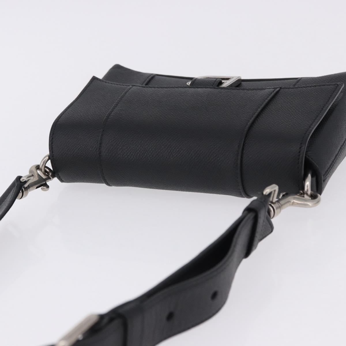 BALENCIAGA Downtown Shoulder Bag Leather Black Silver 736471 Auth ar14127M