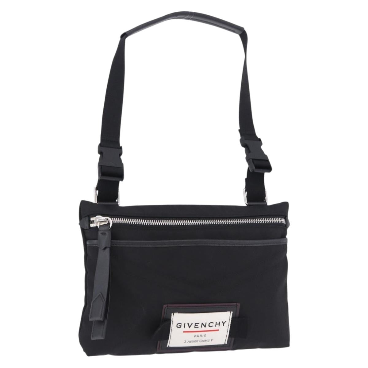 GIVENCHY Shoulder Bag Nylon Black Silver Auth ar14128A