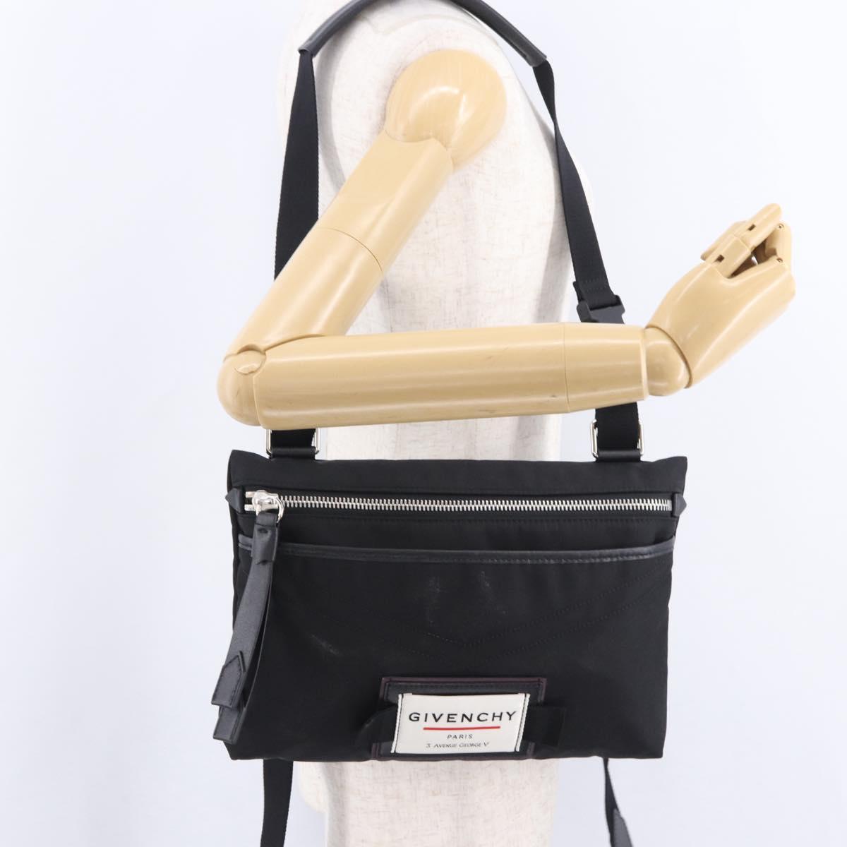 GIVENCHY Shoulder Bag Nylon Black Silver Auth ar14128A