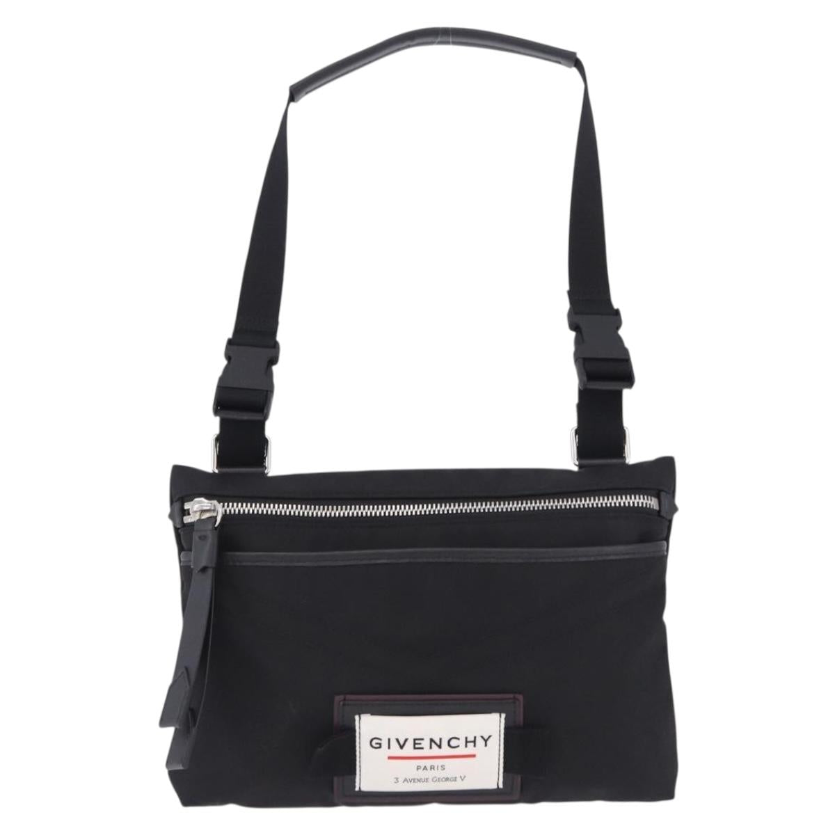 GIVENCHY Shoulder Bag Nylon Black Silver Auth ar14128A