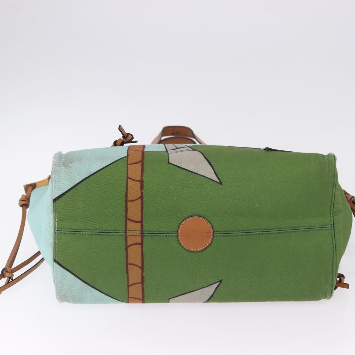 LOEWE KENPRICE cushion Tote Bag Canvas Green Brown Auth ar14130