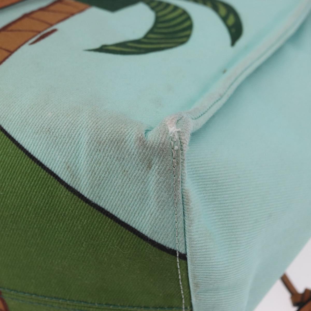 LOEWE KENPRICE cushion Tote Bag Canvas Green Brown Auth ar14130