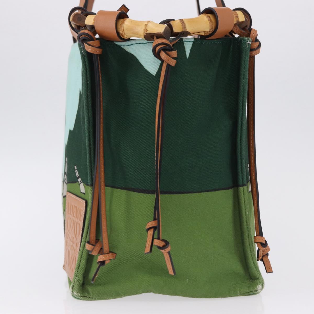 LOEWE KENPRICE cushion Tote Bag Canvas Green Brown Auth ar14130