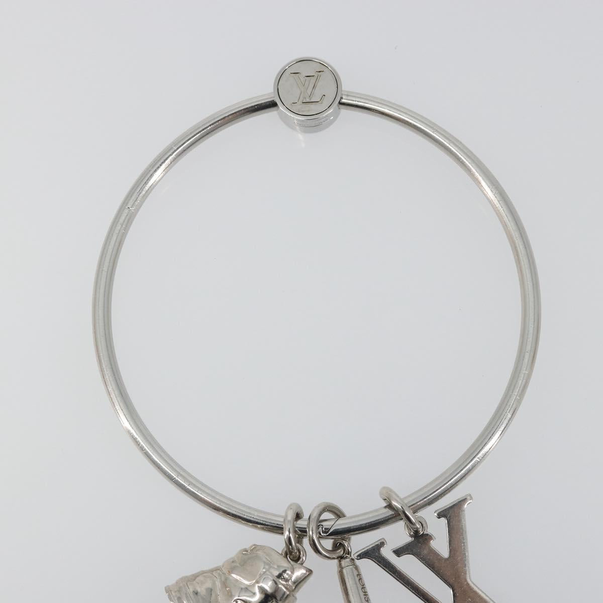 LOUIS VUITTON Porte Cles Round Charm Metal Silver M68854 LV Auth ar14134M