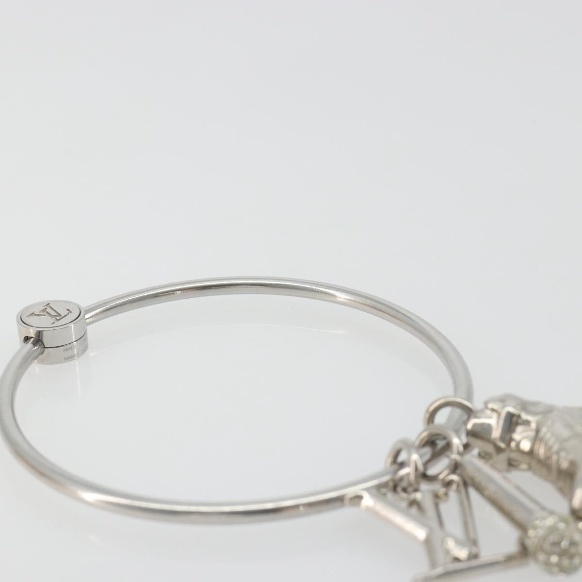 LOUIS VUITTON Porte Cles Round Charm Metal Silver M68854 LV Auth ar14134M