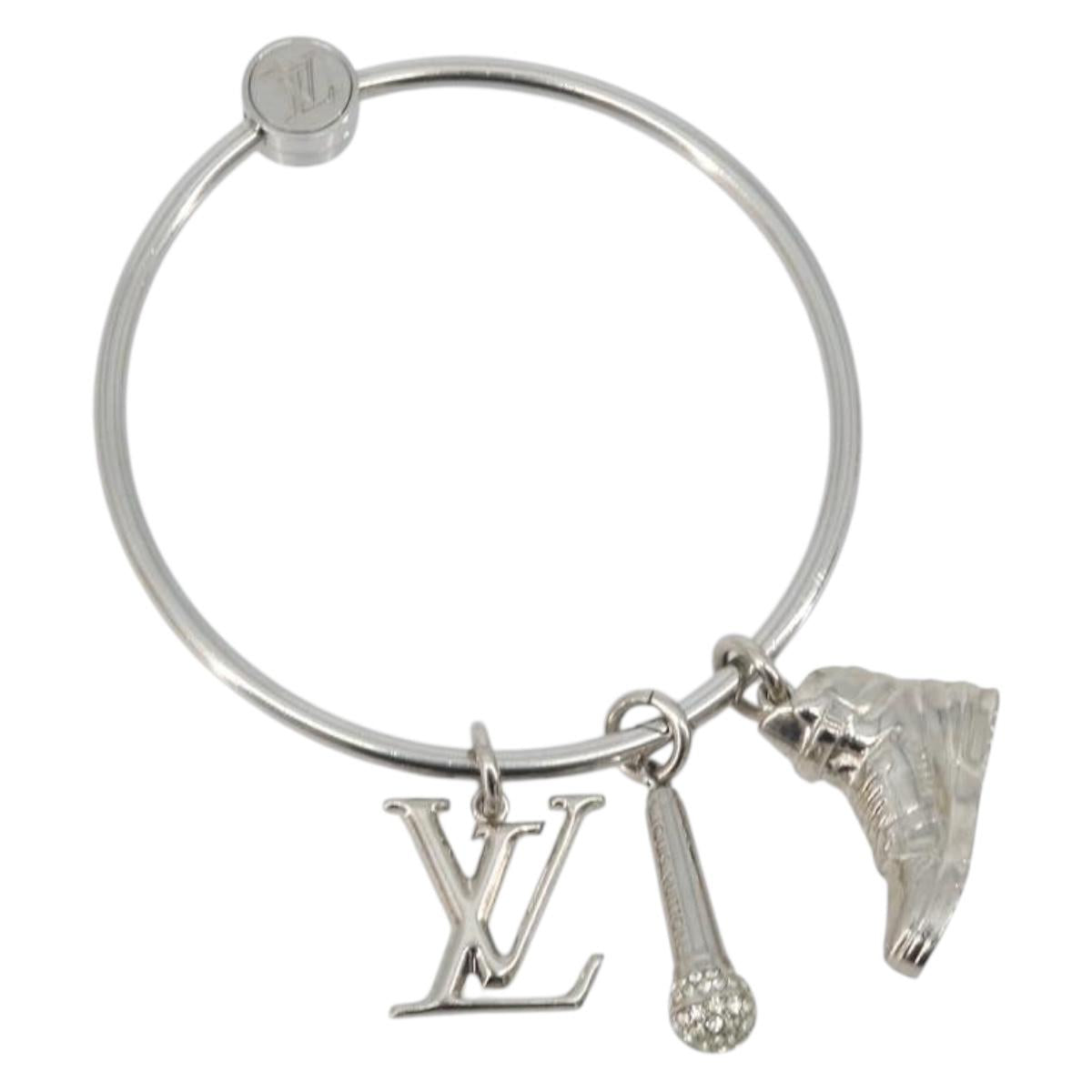 LOUIS VUITTON Porte Cles Round Charm Metal Silver M68854 LV Auth ar14134M