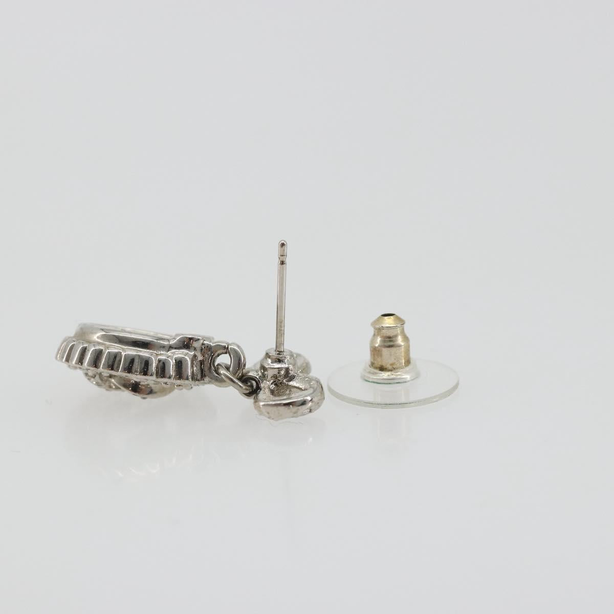 CHANEL Earring Metal Silver CC Auth ar14135