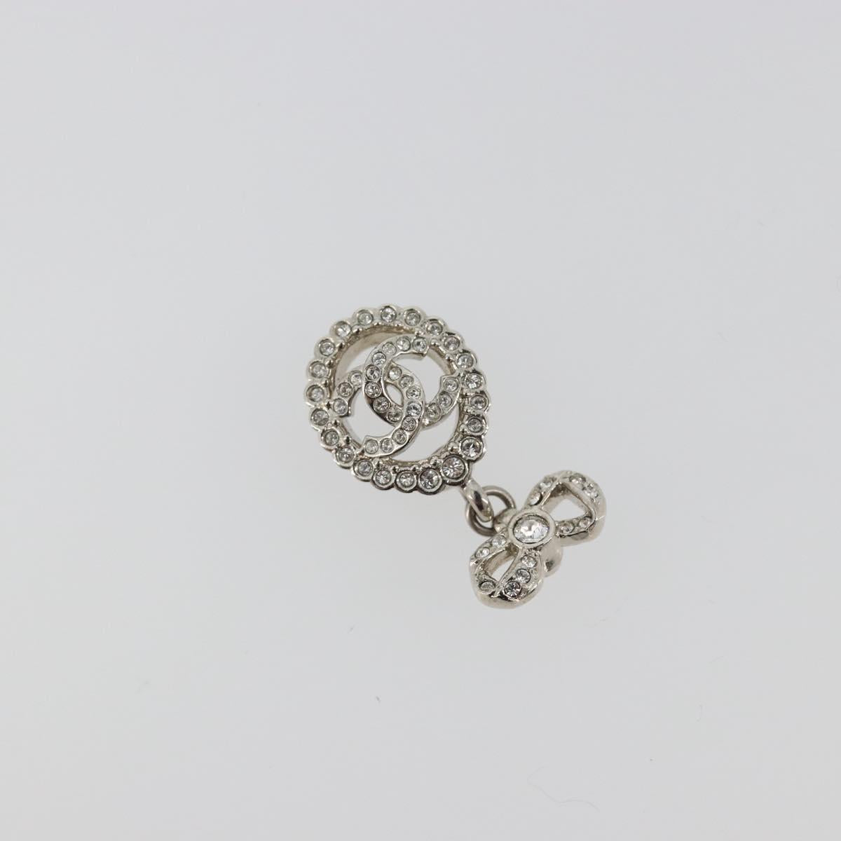 CHANEL Earring Metal Silver CC Auth ar14135