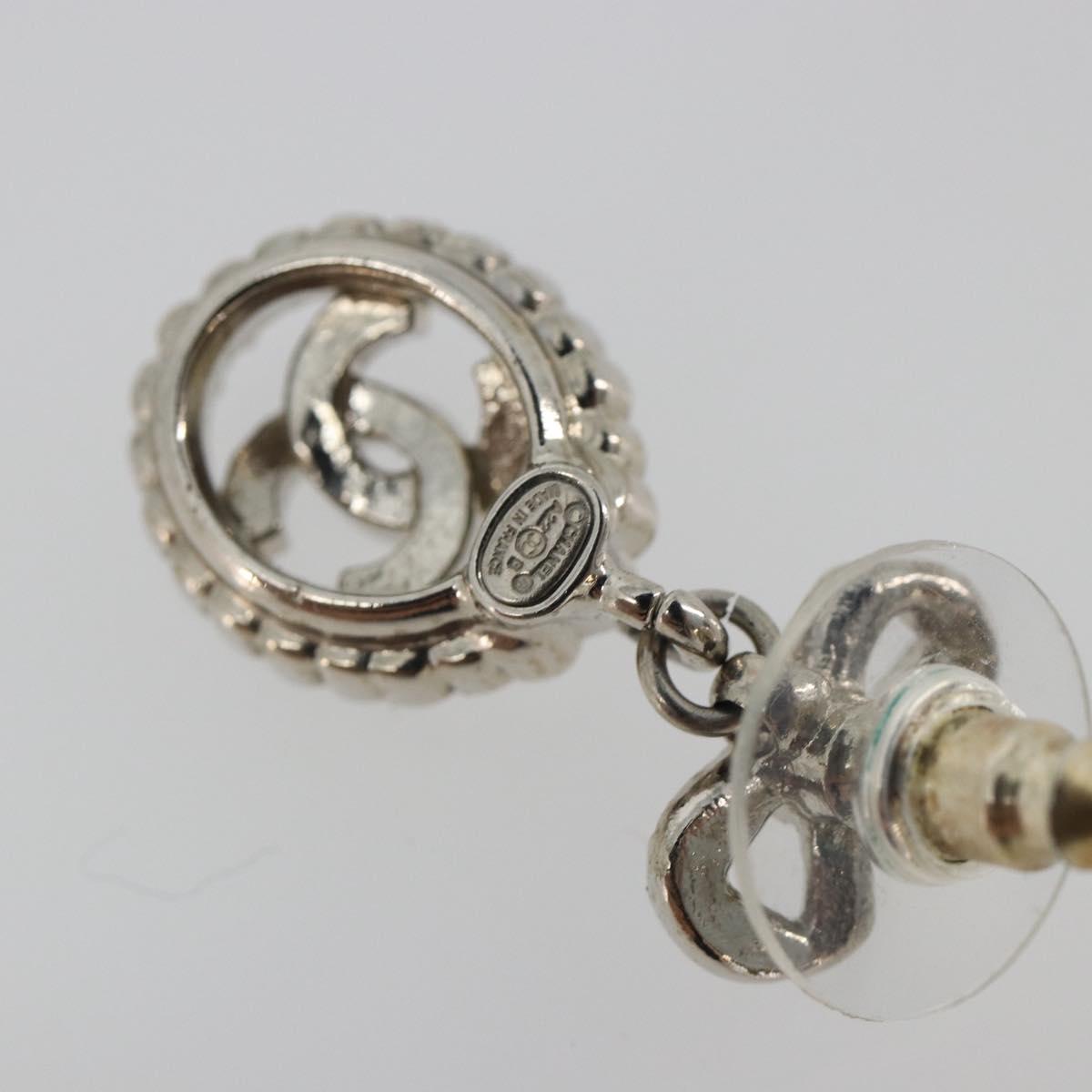 CHANEL Earring Metal Silver CC Auth ar14135
