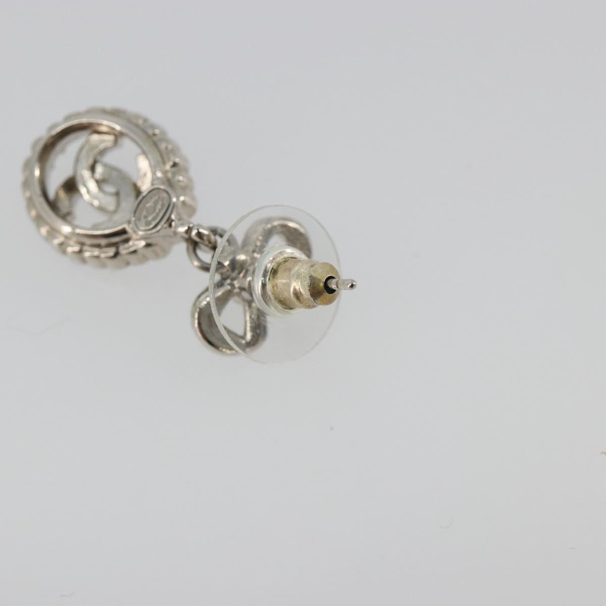 CHANEL Earring Metal Silver CC Auth ar14135
