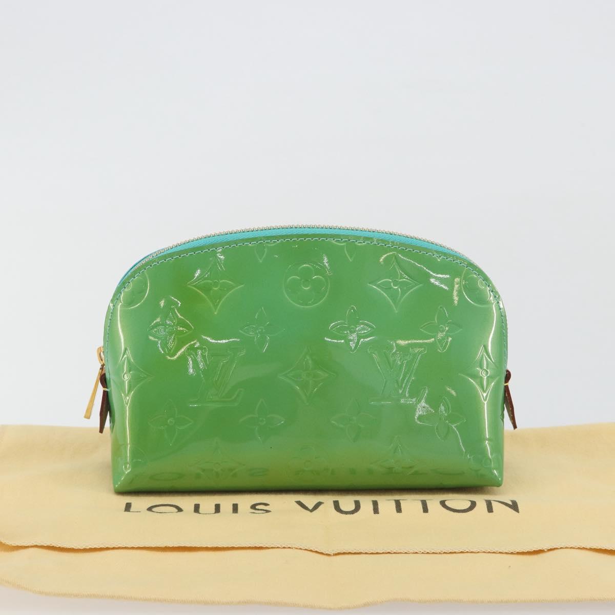 LOUIS VUITTON Monogram Vernis Pochette Cosmetic PM Blue M91747 Auth ar14136V