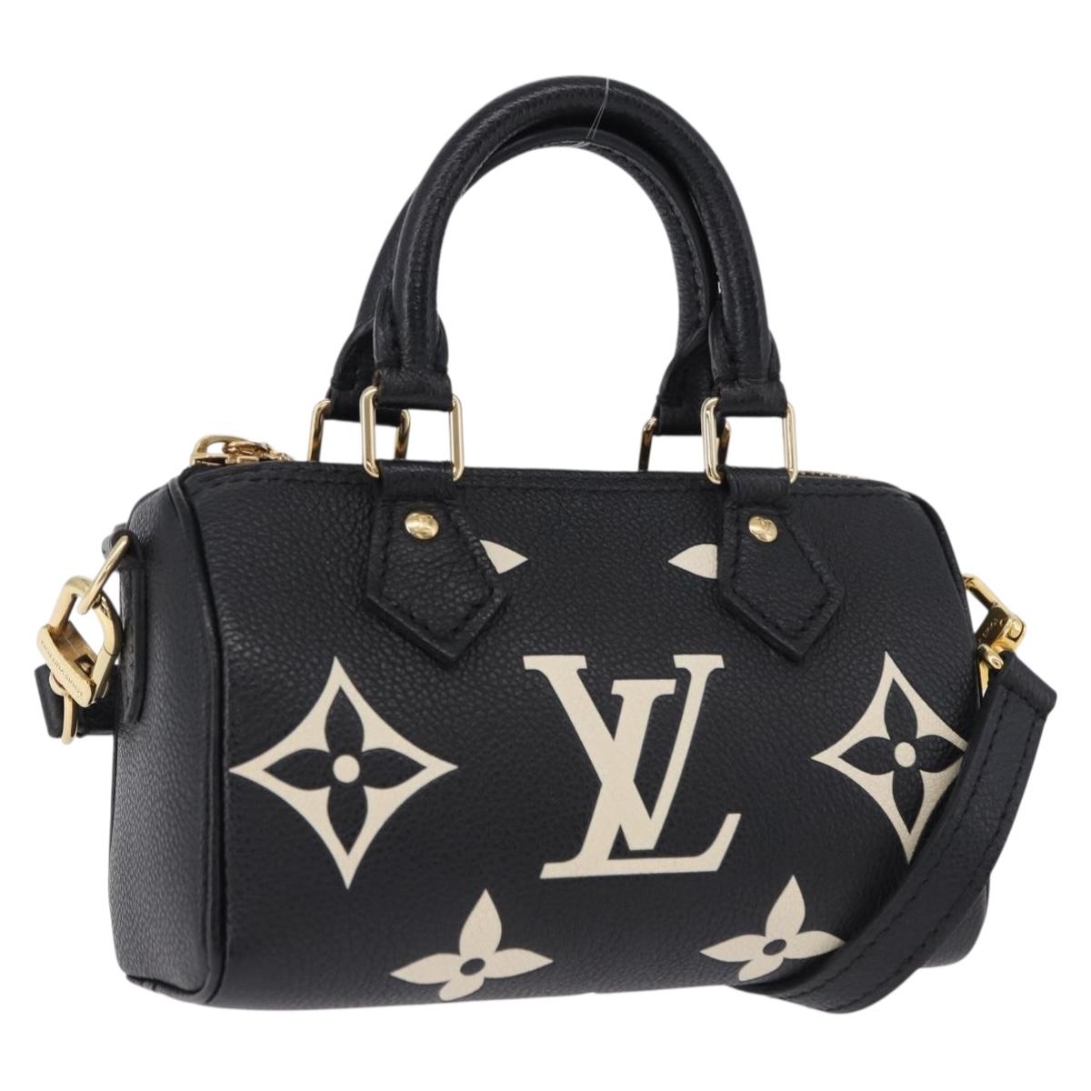 LOUIS VUITTON Monogram Empreinte Nano Speedy Bag Black M81456 LV Auth ar14137SAM