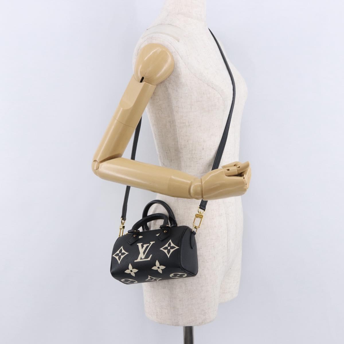 LOUIS VUITTON Monogram Empreinte Nano Speedy Bag Black M81456 LV Auth ar14137SAM