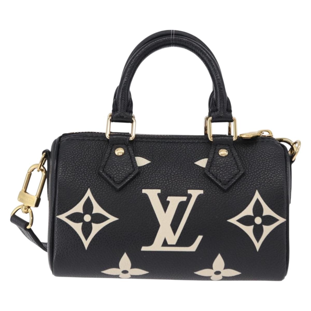 LOUIS VUITTON Monogram Empreinte Nano Speedy Bag Black M81456 LV Auth ar14137SAM