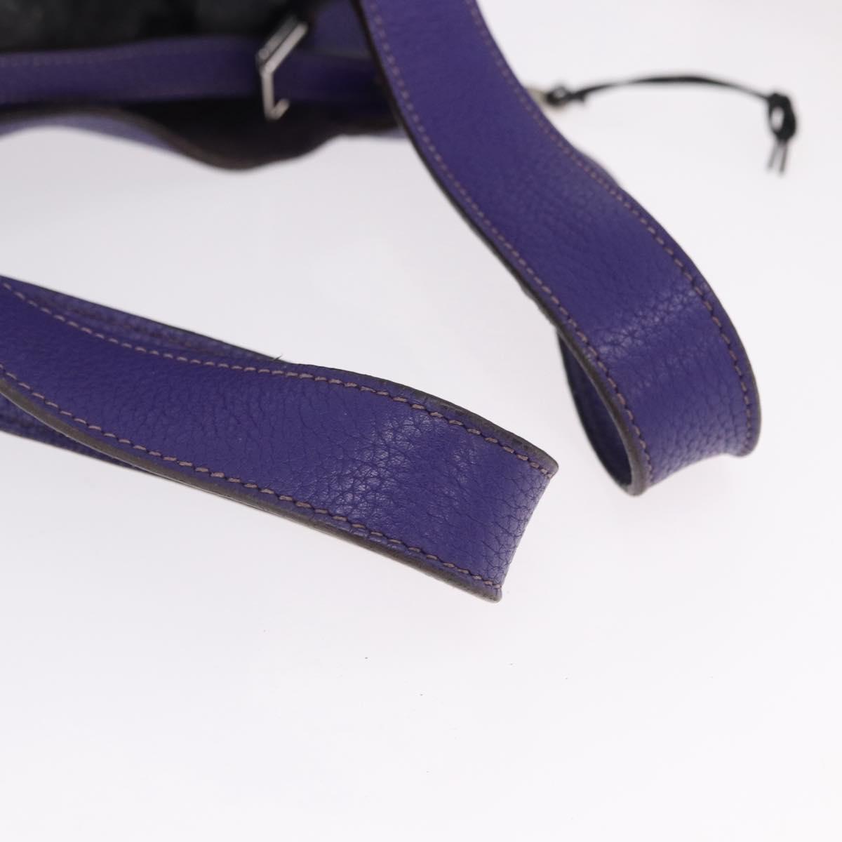 HERMES Picotan Lock MM Hand Bag Leather Purple Silver Auth ar14140SM