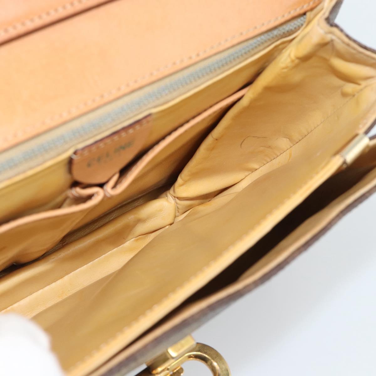 CELINE Macadam Shoulder Bag PVC Leather Brown Gold Tone Auth ar14141A
