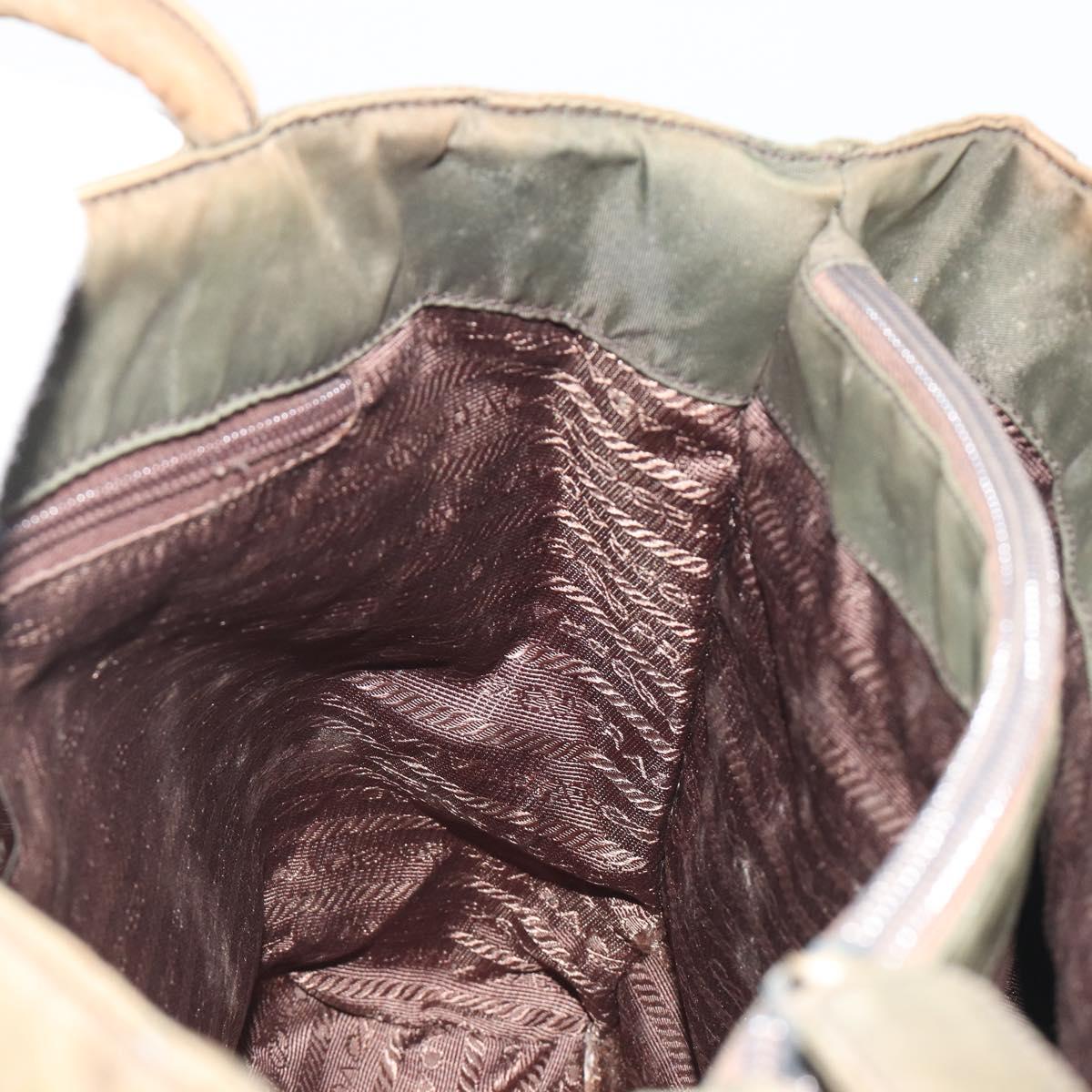 PRADA Hand Bag Nylon Green Auth ar14142