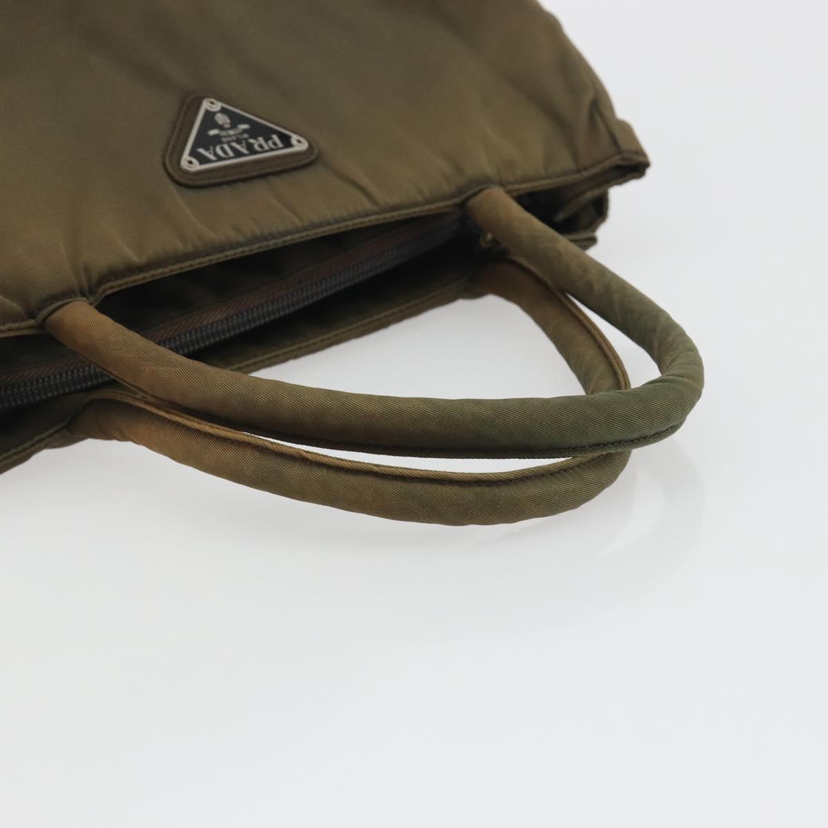 PRADA Hand Bag Nylon Green Auth ar14142
