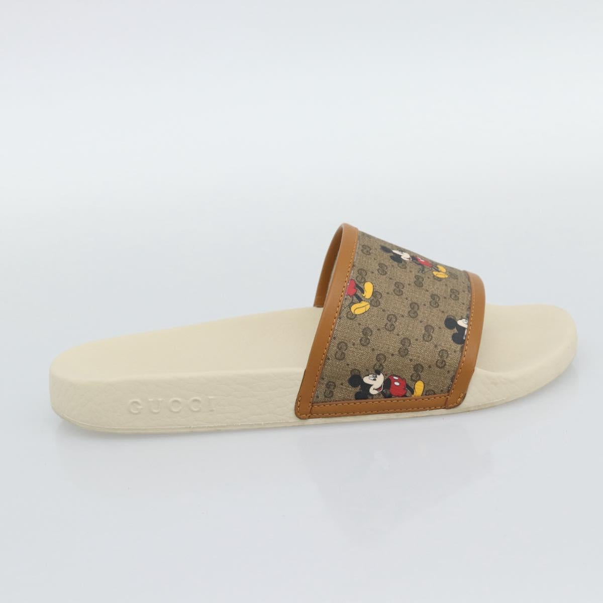 GUCCI Disney MicroGG Sandals PVC Leather Beige 603702 Auth ar14145M