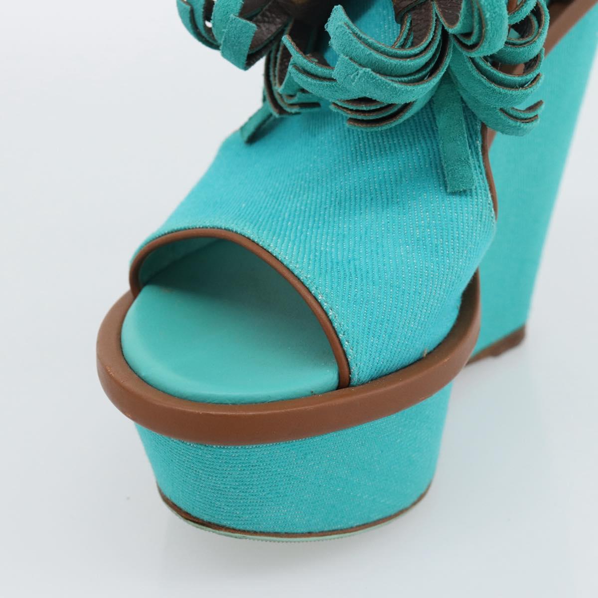 LOUIS VUITTON Monogram Tassel Sandals EU35 Green LV Auth ar14146