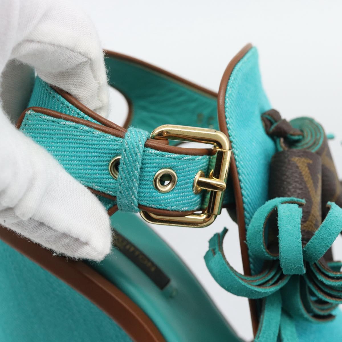 LOUIS VUITTON Monogram Tassel Sandals EU35 Green LV Auth ar14146