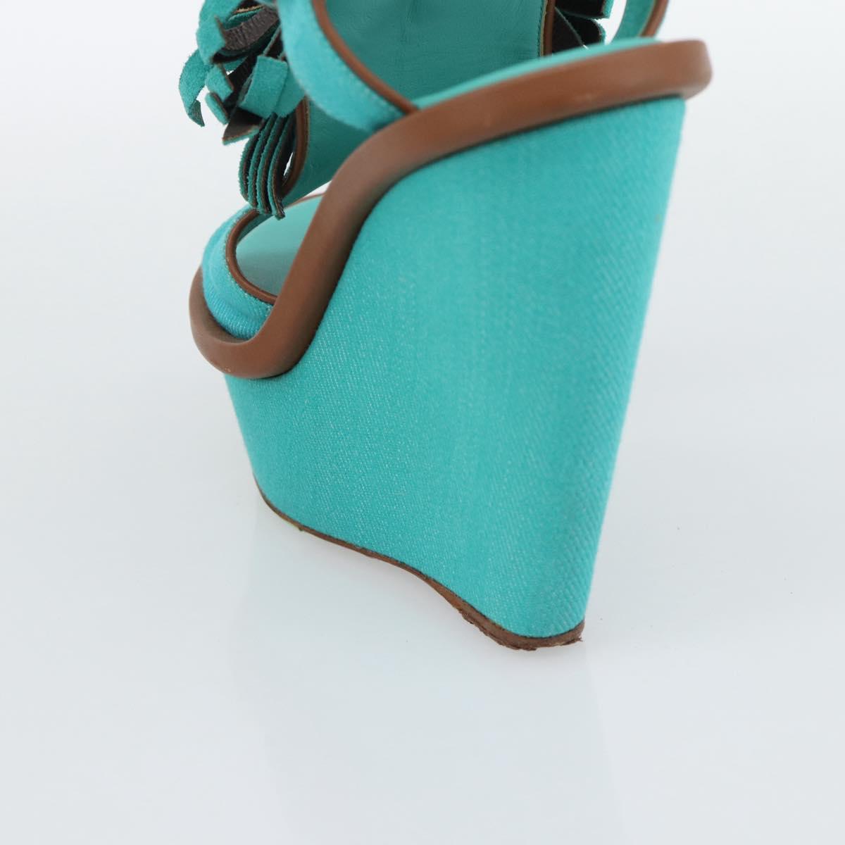 LOUIS VUITTON Monogram Tassel Sandals EU35 Green LV Auth ar14146