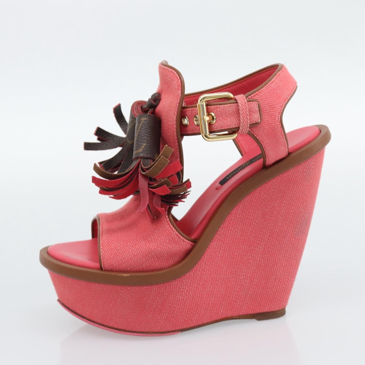 LOUIS VUITTON Monogram Tassel Sandals EU35 Pink LV Auth ar14147M